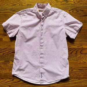 Men’s Ben Sherman Heritage Short Sleeve Pink and Purple Casual Dress Shirt